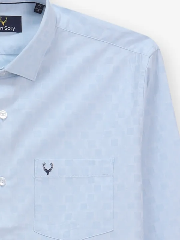 ALLEN SOLLY new sky blue checks slim fit casual shirt