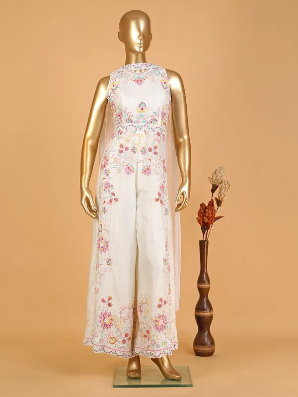 Stunning off-white silk jump suit