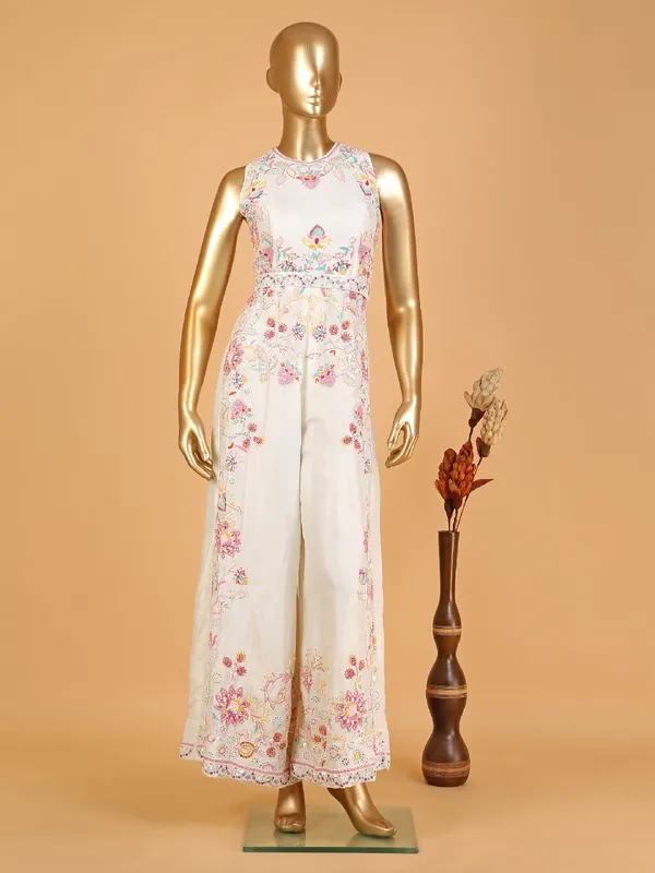 Stunning off-white silk jump suit