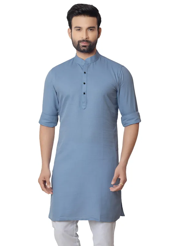 Trendy light blue plain  Men Kurta pajama