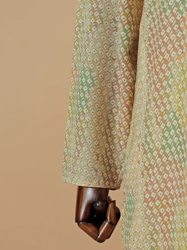 Yellow printed kurta suit for festive