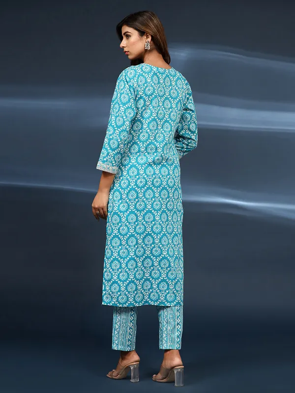 Newest aqua cotton kurti set