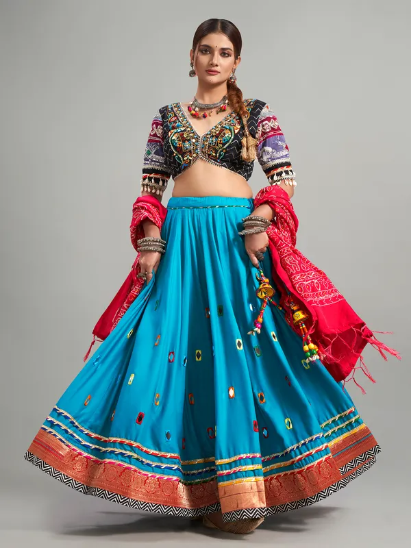 Newest aqua cotton silk chaniya choli