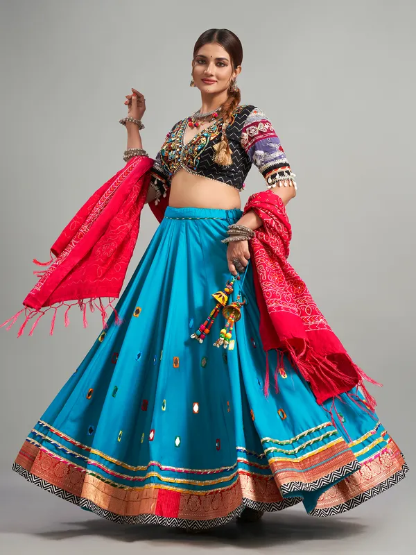 Newest aqua cotton silk chaniya choli