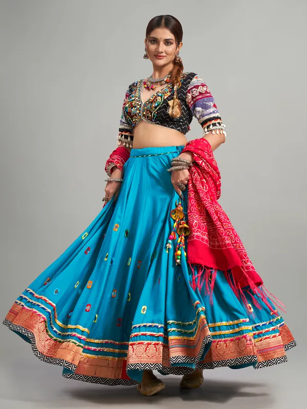 Newest aqua cotton silk chaniya choli