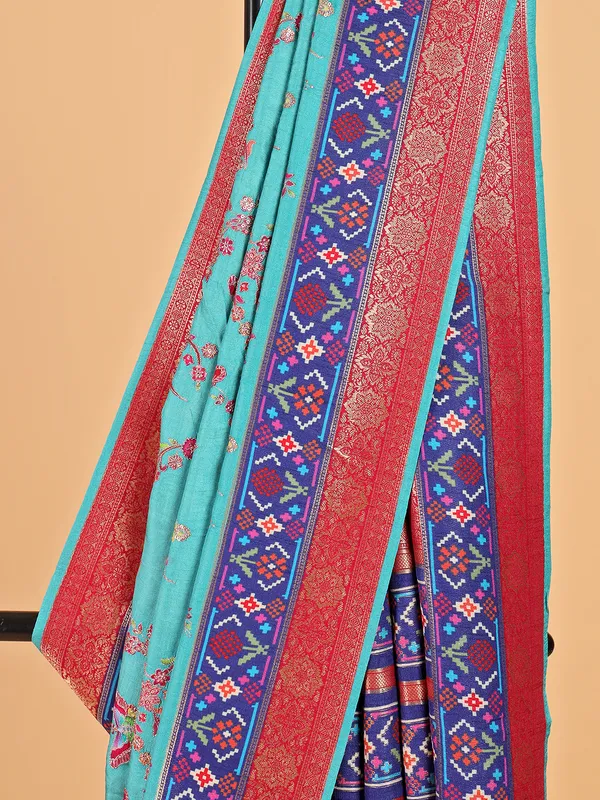 Newest aqua saree for festive