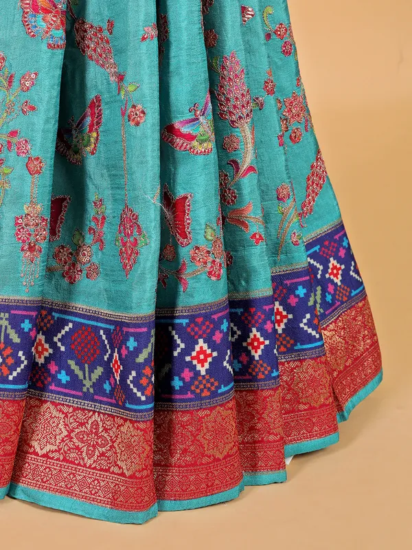 Newest aqua saree for festive