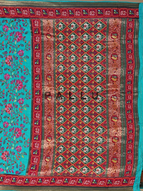 Newest aqua silk saree for festive