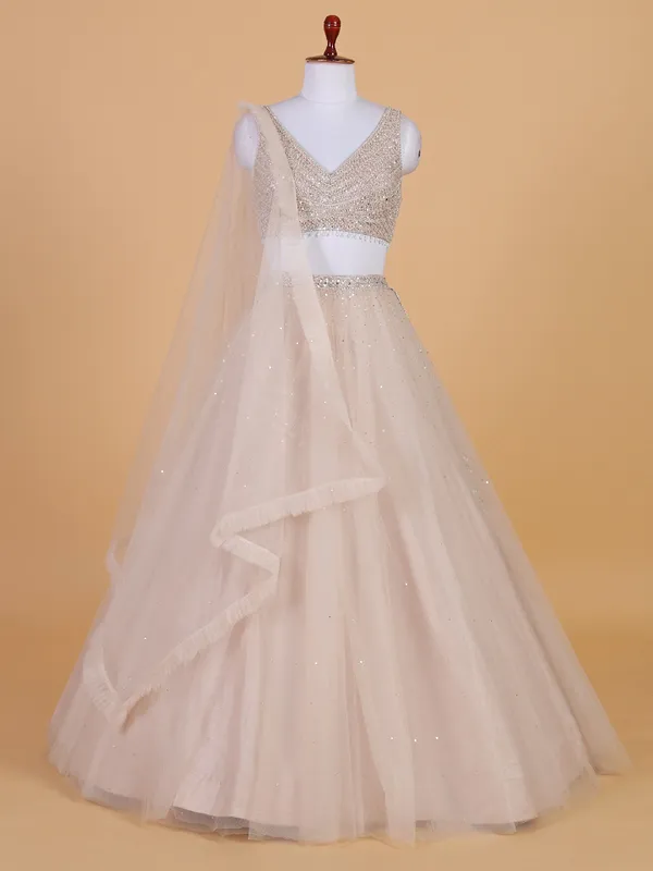 Newest beige net lehenga choli