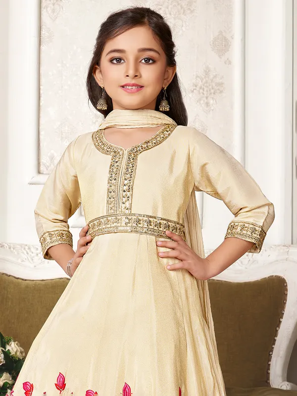 Newest beige salwar suit in silk