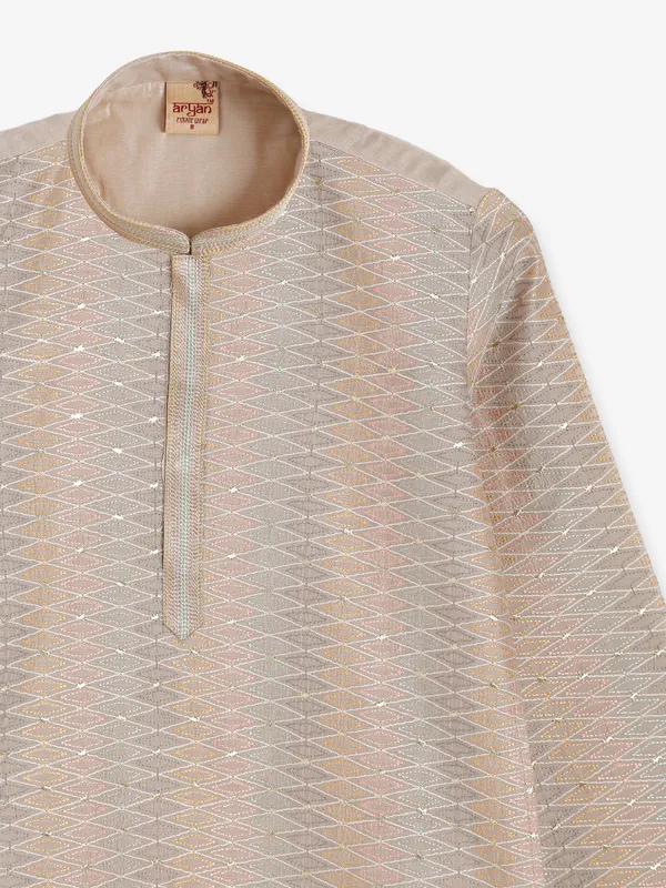 Newest beige silk kurta suit