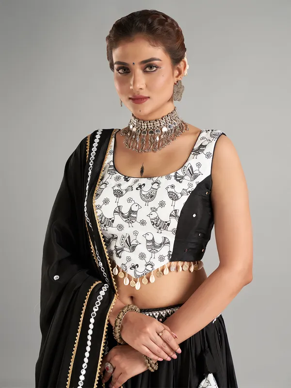 Newest black cotton silk lehenga choli