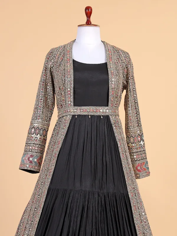 Newest black georgette jacket style suit