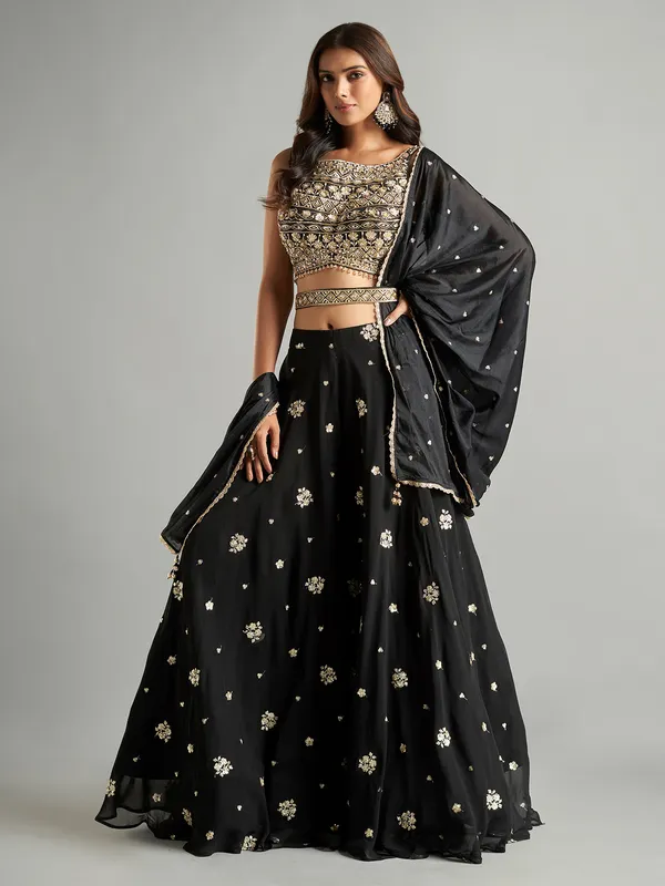 Newest black lehenga choli in georgette