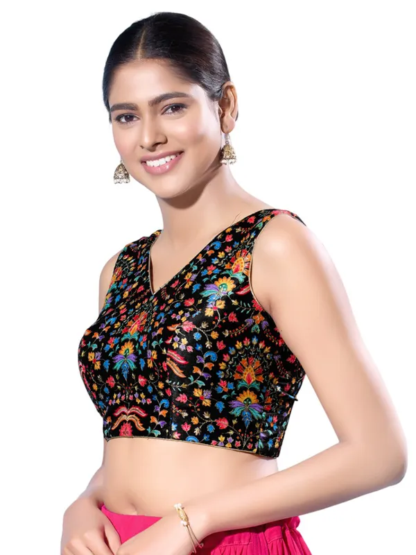 Newest black readymade silk blouse