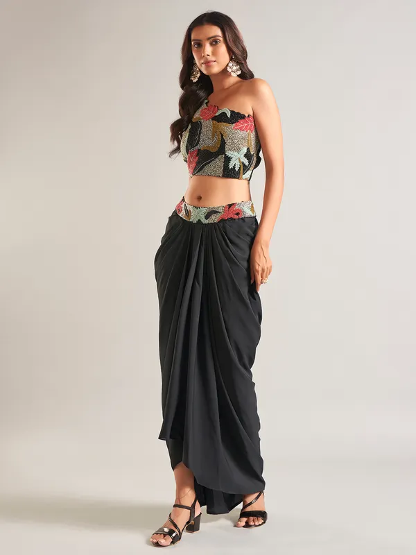 Newest black silk indowestern