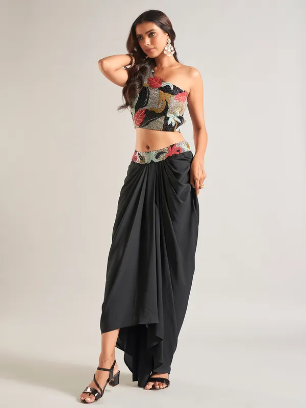 Newest black silk indowestern