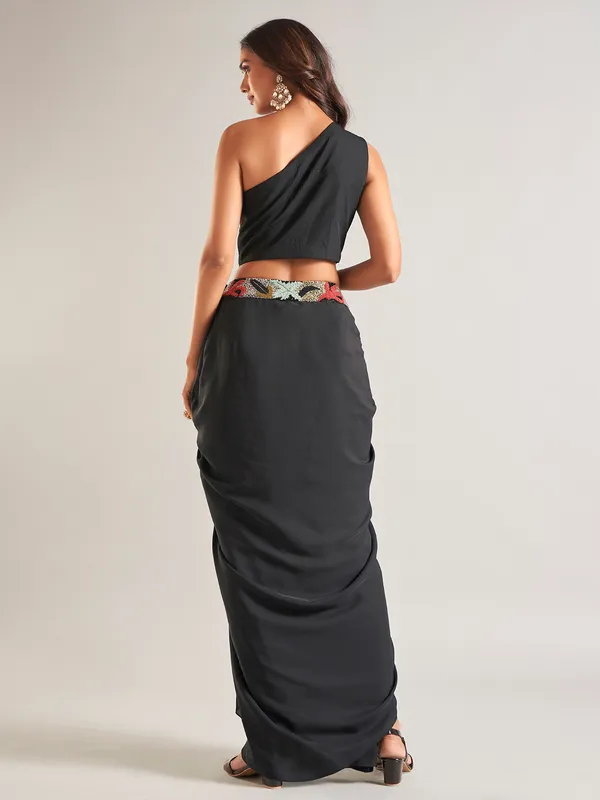 Newest black silk indowestern