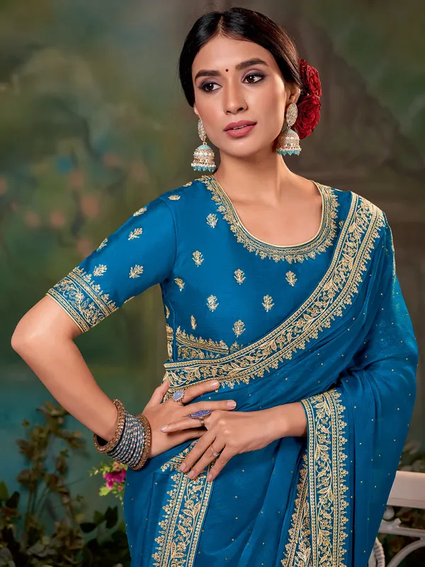 Newest blue georgette saree