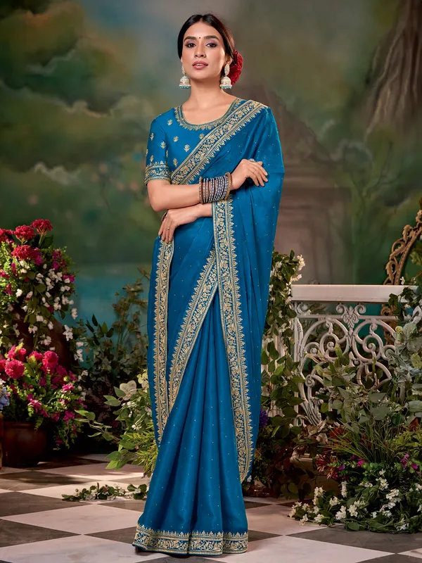 Newest blue georgette saree