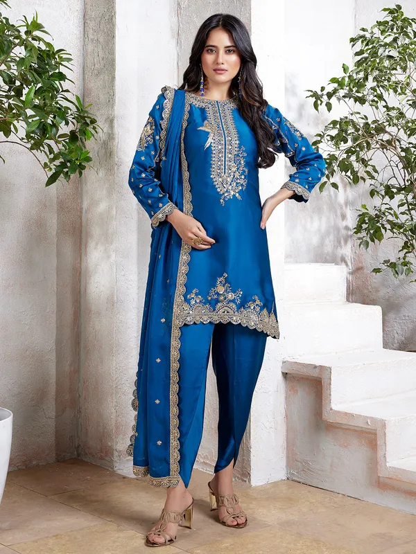 Newest blue silk salwar suit for festive