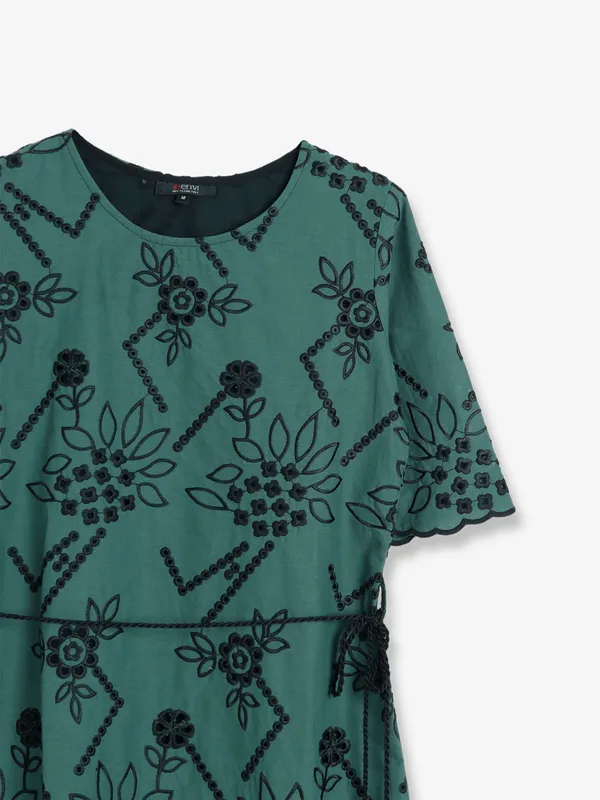Newest bottle green cotton kurti
