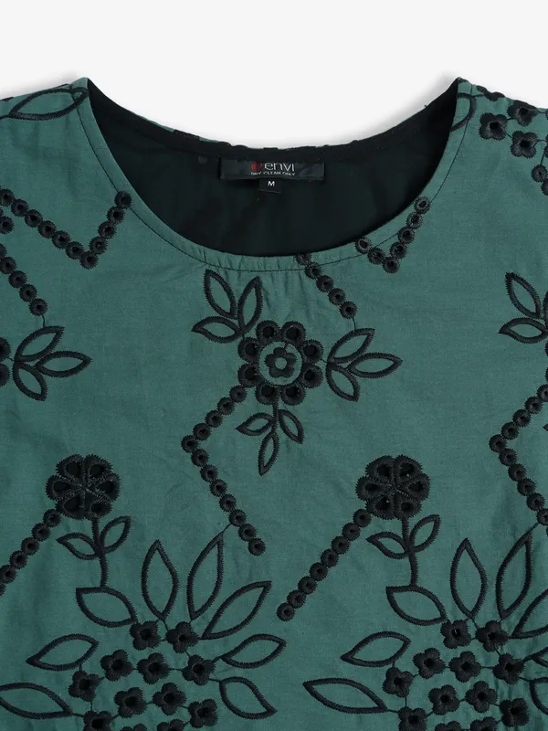 Newest bottle green cotton kurti