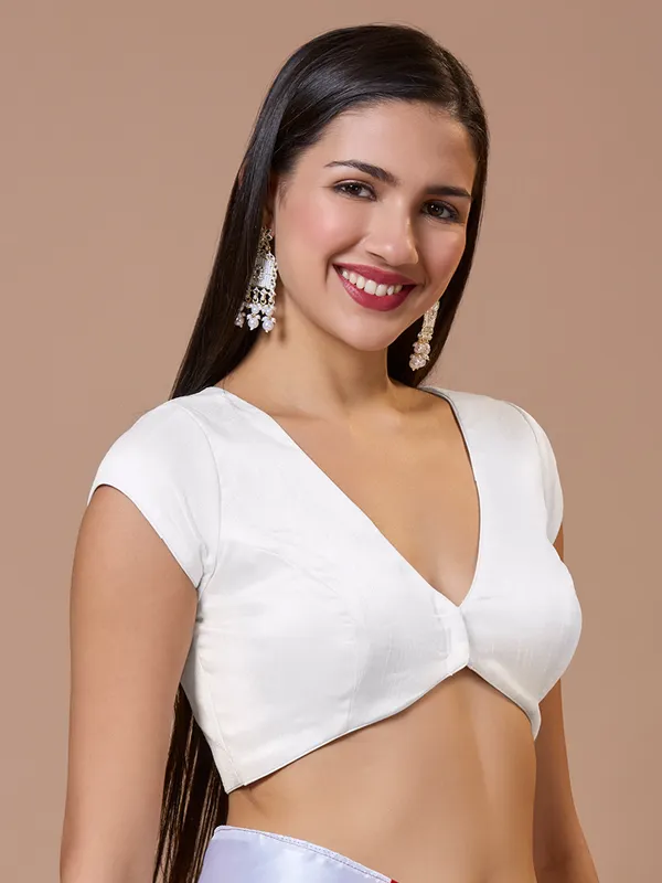 Newest chic white cotton silk blouse