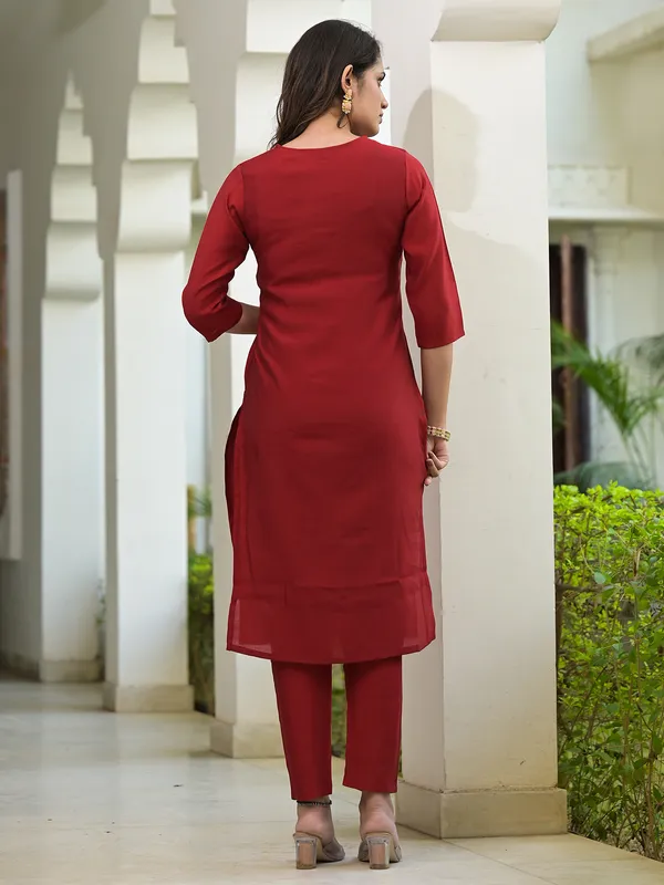 Newest cotton maroon kurti set