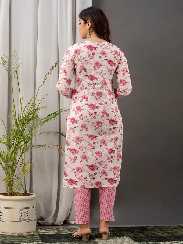 Newest cream and pink kurti set