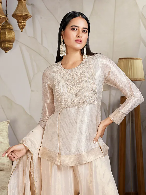 Newest cream chiffon palazzo suit