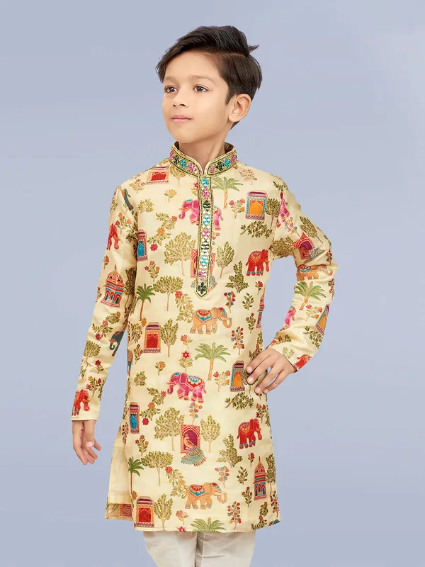 Newest cream silk kurta pajama