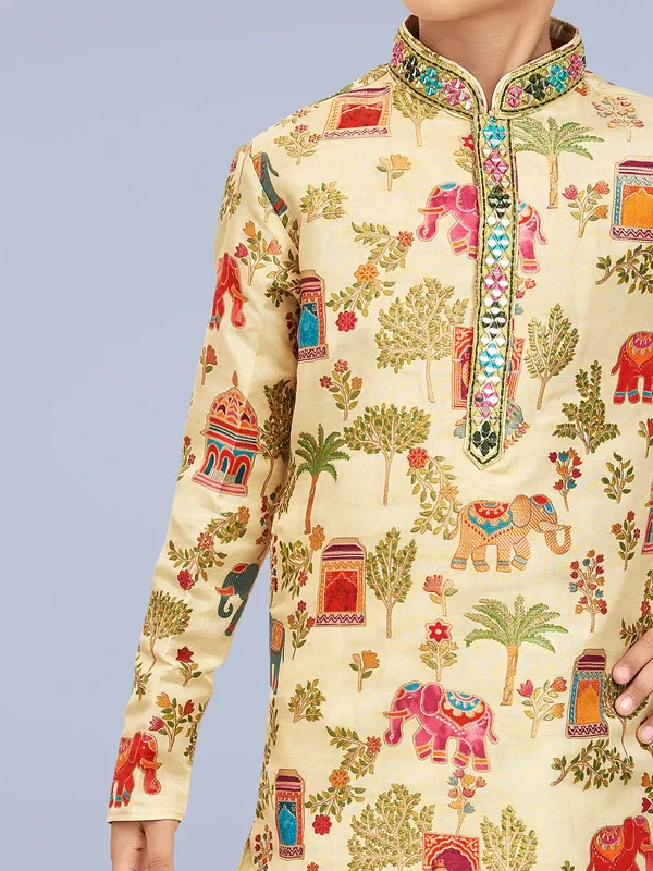 Newest cream silk kurta pajama
