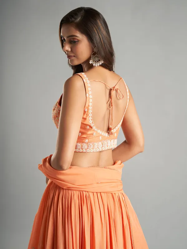 Newest georgette peach lehenga choli with dupatta