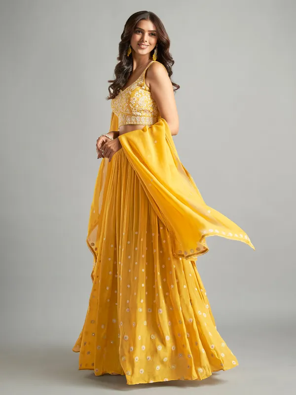 Newest georgette yellow lehenga choli