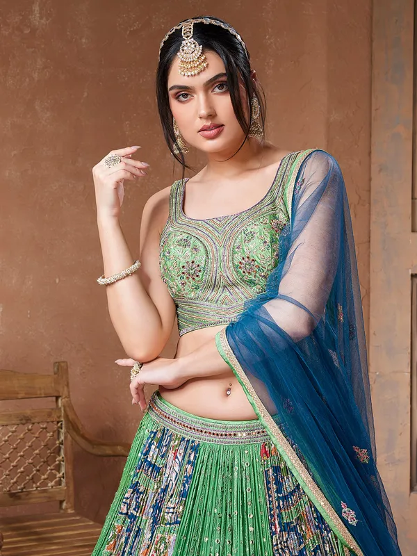 Newest green georgette lehenga choli