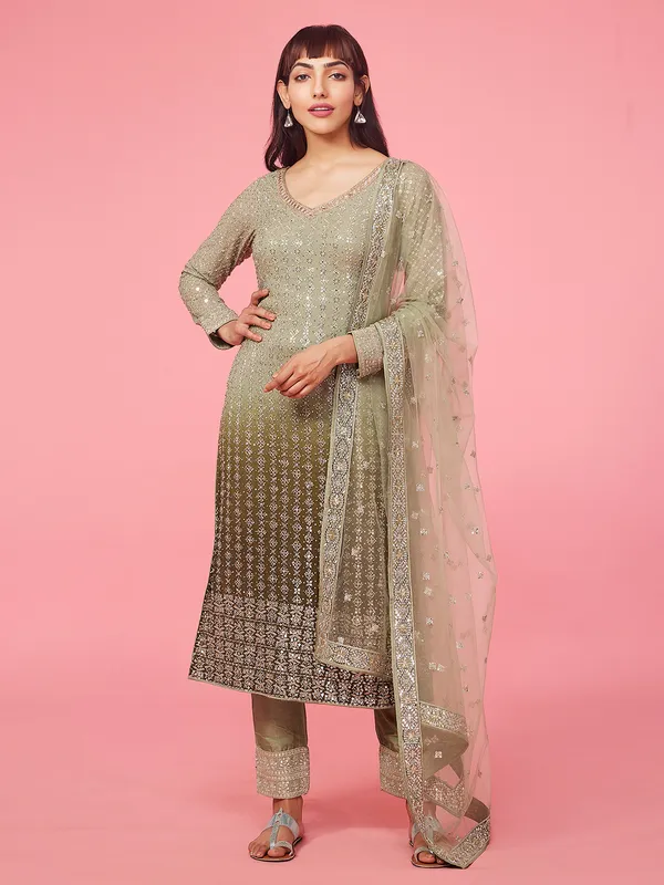 Newest green shaded salwar suit