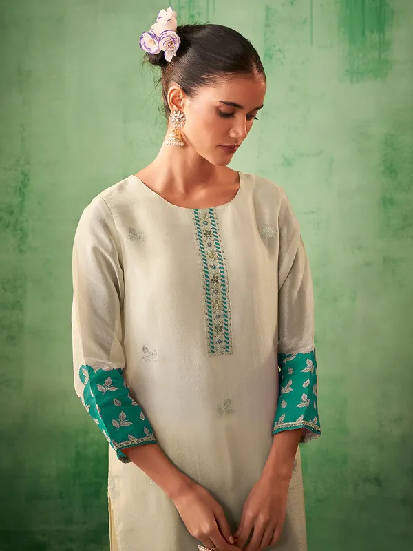 Newest grey silk printed kurti set