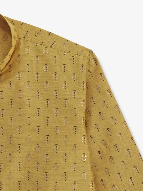 Newest khaki printed kurta suit for boys