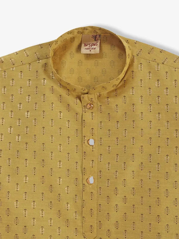 Newest khaki printed kurta suit for boys
