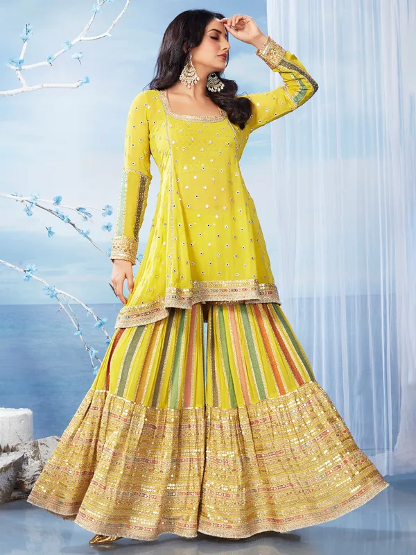 Newest lemon yellow sharara salwar suit