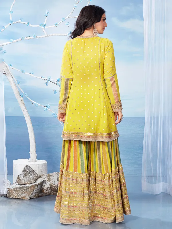 Newest lemon yellow sharara salwar suit