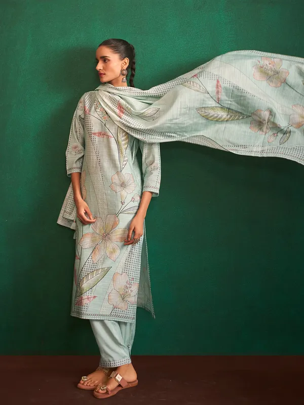 Newest light green printed kurti set