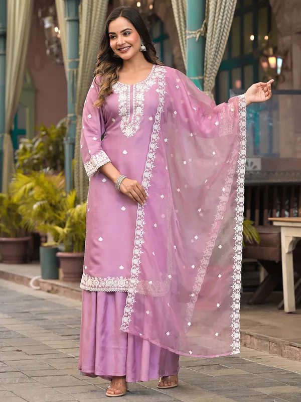 Newest light light pink palazzo kurti set