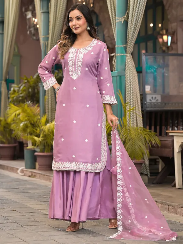 Newest light light pink palazzo kurti set