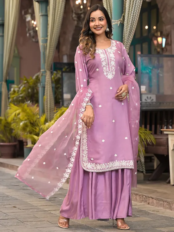 Newest light light pink palazzo kurti set