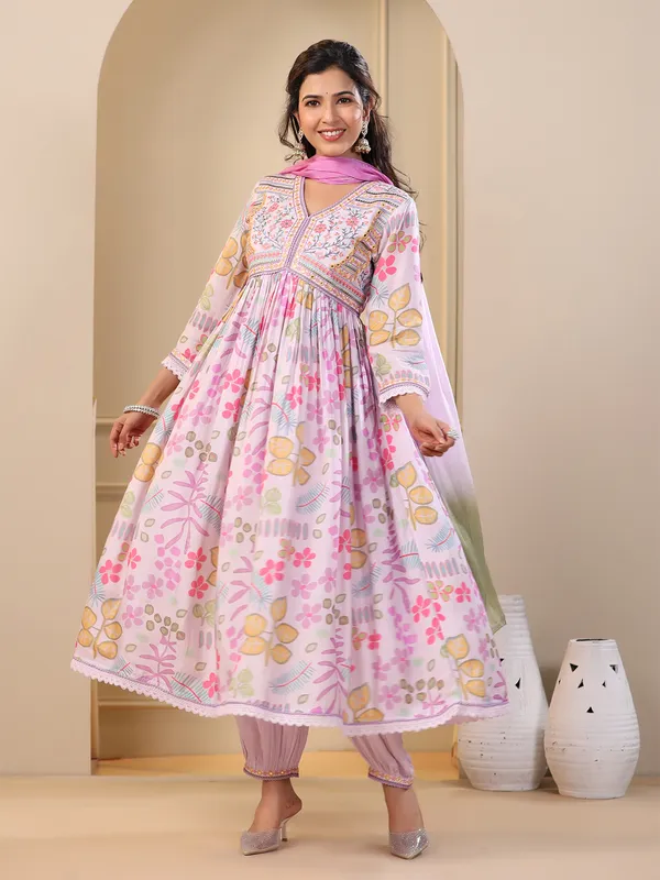 Newest light purple casual kurti set