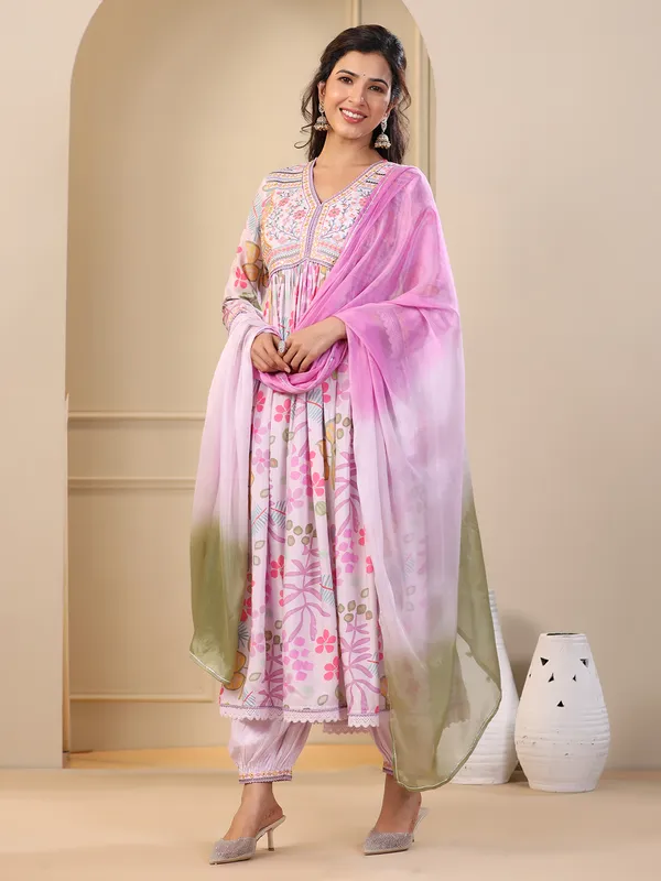 Newest light purple casual kurti set