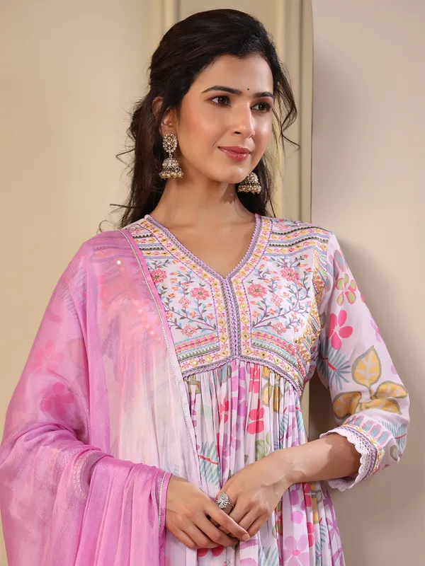Newest light purple casual kurti set