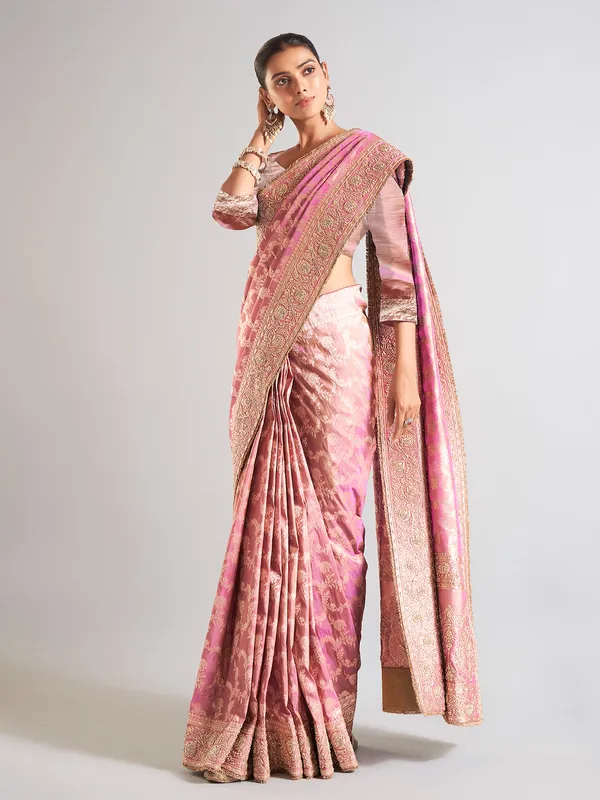 Newest light purple silk saree for wedding